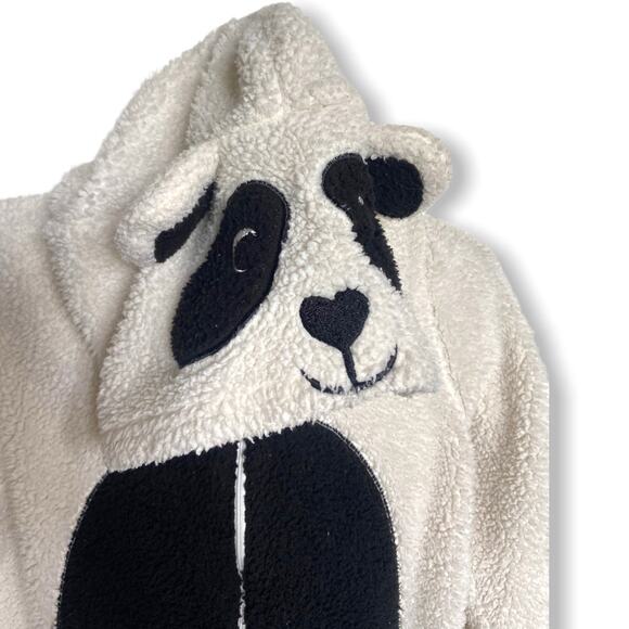 Faded Glory Womens Costume Size Small 4 6 Cream Black Panda Romper Sleeper - Picture 2 of 6